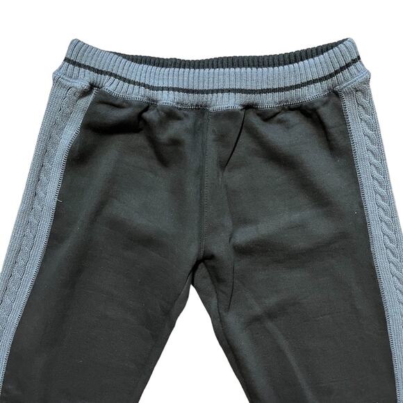 NEW LIKE AN ANGEL Fleece Lined Cable Knit Trim Heavy Sweatpants Black Gray SZ 6 - Picture 2 of 9